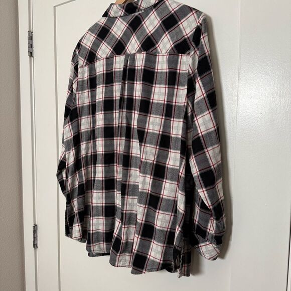 Catherines Shirt Womens Sz 1x Plaid Flannel Button Up 3/4 Sleeve Casual Country - Picture 6 of 11